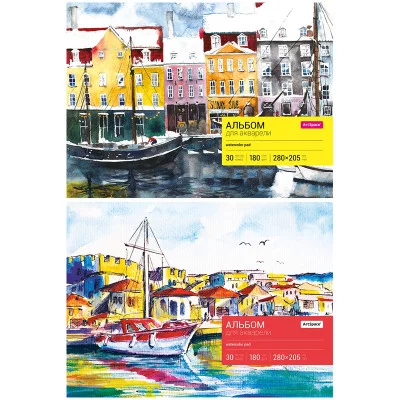 Альбом для акварели 30л А4 ArtSpace на склейке блок рис бум 180г/м2 Спейс 152925