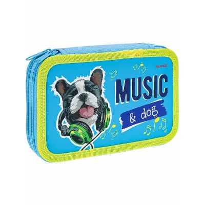 Пенал 2-секц, большой ЩЕНОЧЕК С НАУШНИКАМИ (ПН-1362) 190х115, софт-тач