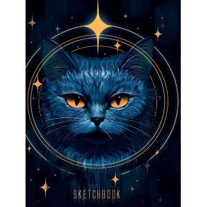 СКЕТЧБУК А5. КОСМИЧЕСКИЙ КОТ (выб.лак,чёрная резинка) 467-0-159-17928-3