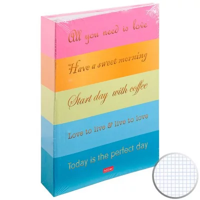 Тетрадь на кольцах 120л клетка ламин "Be happy" ассорти HATBER 120ТК5В1_22063 222221