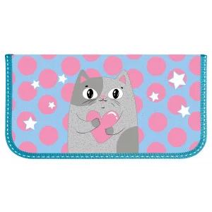 Пенал 1 секц. сред. Schoolformat AMORE CAT 190х90х20 картон молния голуб. 237088