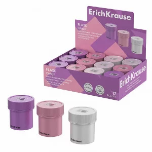 Точилка пластиковая ErichKrause Flask, Candy, с контейнером, ассорти 60050
