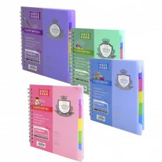 Тетрадь 120л., А5, клетка, Alingar "Best for you", гребень, пластиковая обложка, цветные пластиковые разделители, ассорти 4 цвета AL10558