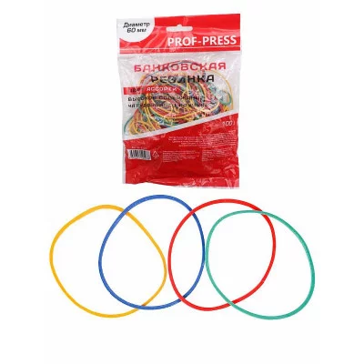 Банковская резинка 60мм цветная (БР-2523) 100г в упаковке,цвет.европодвес БР-2523