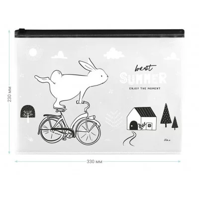 Папка-конверт на zip-молнии MeShu "Best summer", А4, 150мкм, прозрачная с рисунком 342737