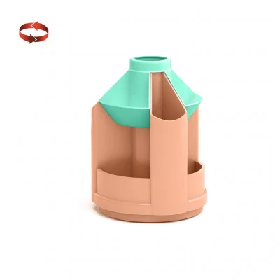 Подставка настольная вращающаяся пластиковая ErichKrause Mini Desk Pastel Bloom персиковый с зеленым 61568
