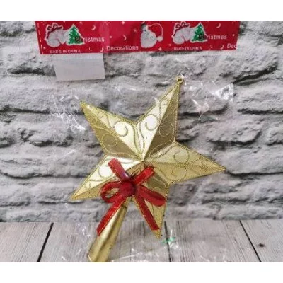 Наконечник на елку "Звезда" 18см.золото, арт.3-188607 3-188607