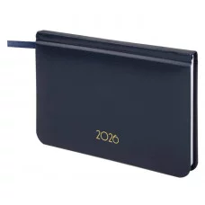 Еженедельник датированный 2026, МАЛЫЙ ФОРМАТ, 95х155 мм, А6, BRAUBERG "Select", балакрон, темно-синий, 117192