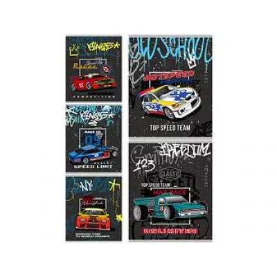 Тетрадь КЛЕТКА 24л. СПОРТКАРЫ И ГРАФФИТИ (24-3113) цвет.мелов.обл.. 182886