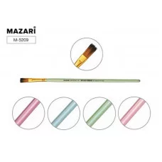 Кисть художественная, синтетика, №1, плоская, ручка обжимная деревянная, цветная M-5209