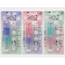 Штрих - Лента + Клей 5ммх4м / 5ммх3 м DI-239 TB-B2343 "Двусторонний" прозрачный тонированный корпус, 12см, ассорти, блистер 332339