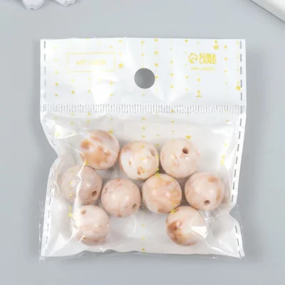 Бусины пластик "Разводы краски. Бежевые" набор 20 гр d=1,6 см   9424520