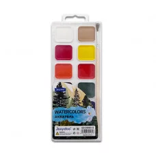 Краска акварель 12 цв. JOOYDOO QD-34006-12 в пластиковом пенале, с кистью 334185