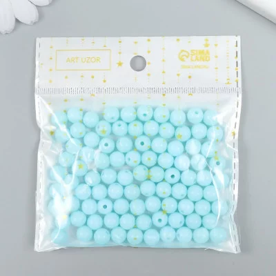 Бусины пластик "Голубое небо" глянец набор 25 гр d=0,8 см   9424546
