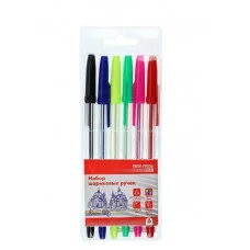 Набор  ручек шариковых (НР-4736) 6 шт.,6 цв., в пластик.блист.,  НР-4736