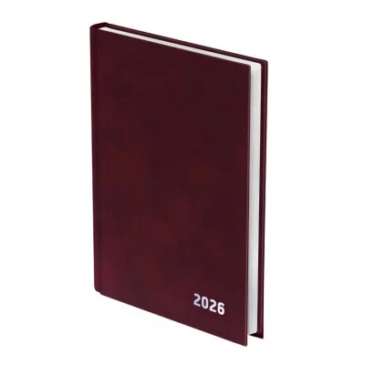 Ежедневник датированный 2026 145х215 мм, А5, STAFF, обложка бумвинил, бордовый, 117306