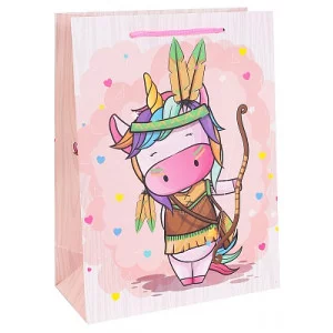 Dream cards Пакет подарочный с мат.лам. 26х32х10см (L) Единорог с луком, 210 г ПКП-3134 461-0-144-83134-5