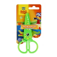 Ножницы детские пластиковые Мульти-Пульти "Приключения Енота, Крокодил" 12см, зеленый, трай-ми кард с европодвесом 348457