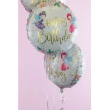 Шар (18\'\'/46 см) Круг, С Днем Рождения (маленькие феи), 1 шт. 23191