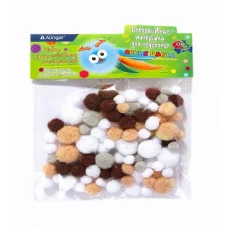 Декоративный материал Alingar "Пушистые помпоны", 80 шт, микс, пакет с европодвесом 89317