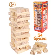 Игра"Башня.Высотка классич. Maxi"высота27см,размер бруска:15*25*75мм,54эл.,в коробке(Арт.ИН-9651) ИН-9651