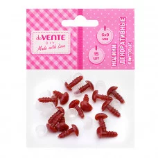 Носики декоративные пластиковые, винтовые с фиксатором, 15шт, 6x9 мм, коричневые в пластиковом пакете с блистерным подвесом 8001343