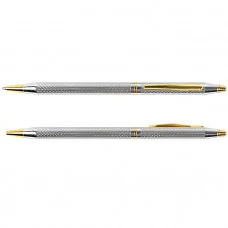 Ручка подар. син. "Darvish" корпус метал. серебристый с золотистыми вставками DV-804A