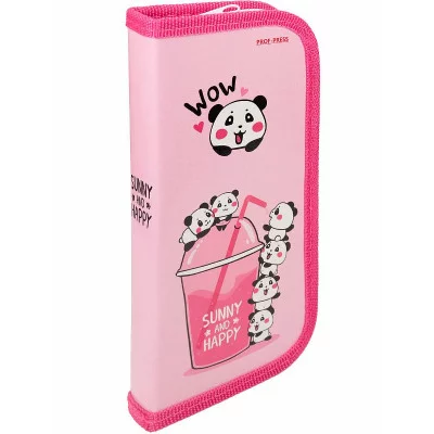 Пенал 1-секц, средний СЧАСТЛИВЫЕ ПАНДЫ (ПН-2408) 190х90, ламинированный картон