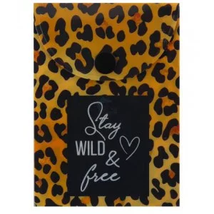 Папка-конверт на кнопке А7 (75*105мм) 0,15мм FIORENZO Леопард 253497 с рисунком 253497