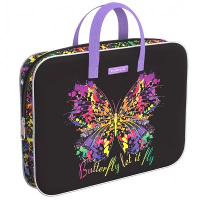 Папка текстильная на молнии ErichKrause с ручками Butterfly, A4+ 52653