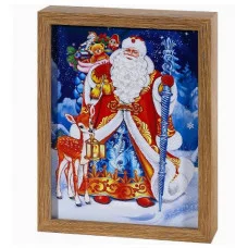 Светодиодный светильник Картина "Дедушка Мороз" (2 смен. карт.) 65 LED 16.5*21*4.5см СН-2842