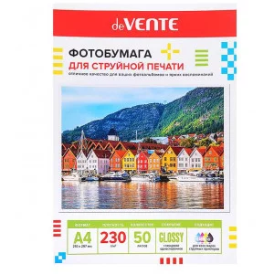 Фотобумага для струйной печати A4, 50 л, 230 г/м², глянцевая односторонняя 2042405