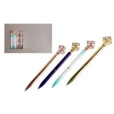 Ручка шариковая, Alingar, "Цветок" синяя, 1,0 мм., металлический корпус AL6675