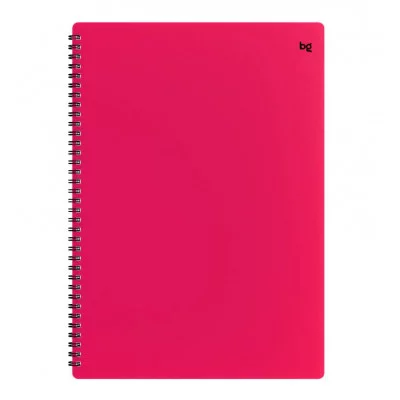 Тетрадь 80л., А4 клетка на гребне BG "Neon", пластиковая обложка, розовый 378838