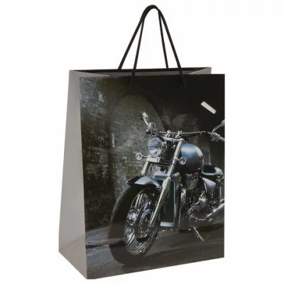Пакет подарочный (1 штука) 26x13x32 см, ЗОЛОТАЯ СКАЗКА "Мотоцикл", ламинированный, 606589