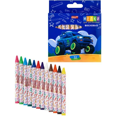 Набор восковых мелков для дет.твор. ДЖИП (ШМ-4519),12цв TM "Profit" ШМ-4519