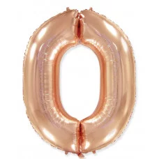 Шар (40\'\'/102 см) Цифра, 0, Розовое Золото, 1 шт. в уп. B901760RG