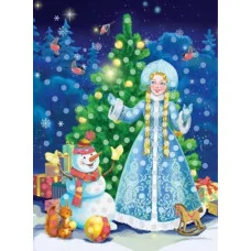 Мозаика гелевая 19х26 см. Снежная красавица и снеговик. Арт. Р-8397