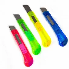 Нож канцелярский Alingar, с механической фиксацией лезвия, 18 мм, пластик. корпус, ассорти, неон AL6657