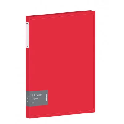 Папка на 4 кольцах Berlingo "Soft Touch", 24мм, 700мкм, красная, D-кольца, с внутр. карманом 338222