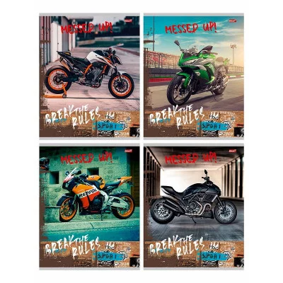 TM"Profit"Тетрадь КЛЕТКА 96л. СТРЕМИТЕЛЬНЫЕ БАЙКИ (Т96-4106)  (обл. - мелов.картон) ПП-00185035