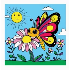 Холст с красками 15х15 см. Яркая бабочка Х-5151