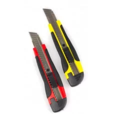 Нож канцелярский Alingar 18 мм, с металл. напр., auto-lock, мягкие вставки, пластик корпус, ассорти AL6653