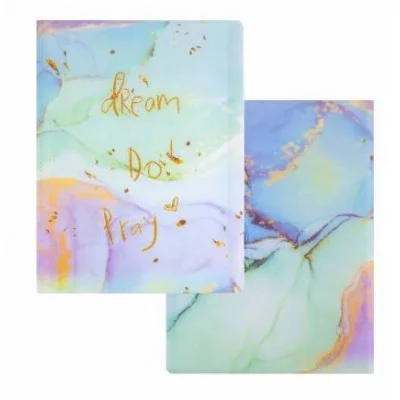 Папка с 40 вкладышами Alingar А4 310х235 мм пластик 400 мкм мраморный дизайн с надписью "Dream" зеленый 1шт AL12806/2