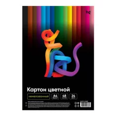 Картон цветной, А4 одностор., BG, 48 л., 24 цв., немелованный, в пакете 385216