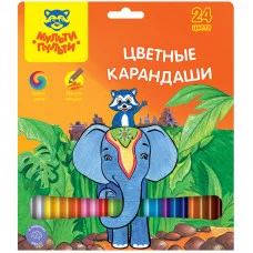 Карандаши Мульти-Пульти "Енот в Индии", 24цв., заточен., картон, европодвес Мульти-Пульти 239787