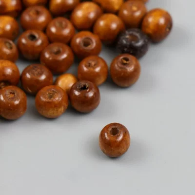 Бусины для творчества дерево "Натуральные" d=0,8 см набор 20 гр   9888413