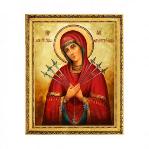 Алмазная мозаика Alingar, на подрамнике, с частичным заполнением, (блест.), 27х33 см, 11 цветов, "Икона Пресвятой Богородицы Семистрельной" AL8719