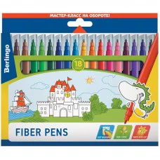 Фломастеры Berlingo "Замки", 18цв., смываемые, картон, европодвес BERLINGO_ 229416