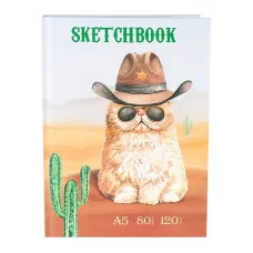 Скетчбук А5 Кот шериф (7БЦ, цв блок, 80 л, 120г) С80-3836
